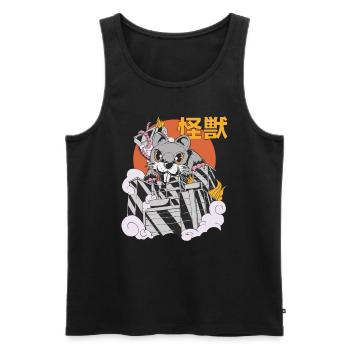 Rat Géant Coucher de Soleil Japonais - Débardeur bio Premium Homme - noir - Devant - AI Model Male 178 light (178cm)