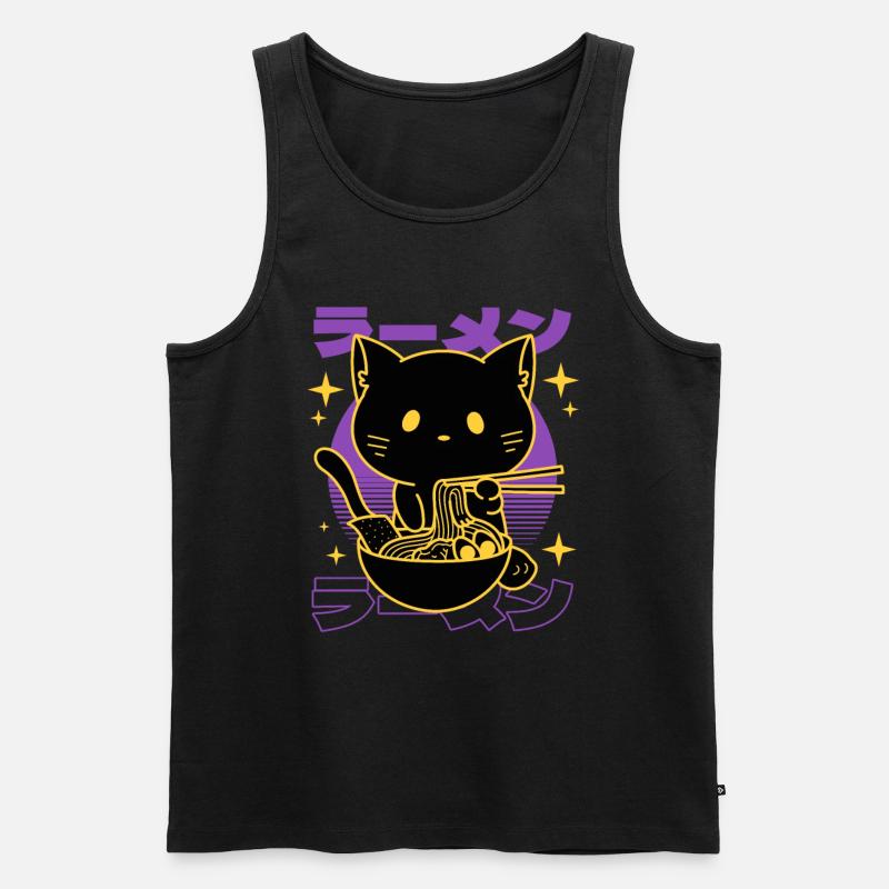 Ramen-katze Japanisch - Männer Premium Bio Tank Top - Schwarz
