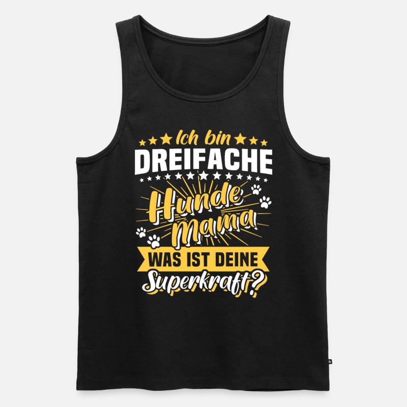 Dreifache Hundemama Hund Mama - Männer Premium Bio Tank Top - Schwarz