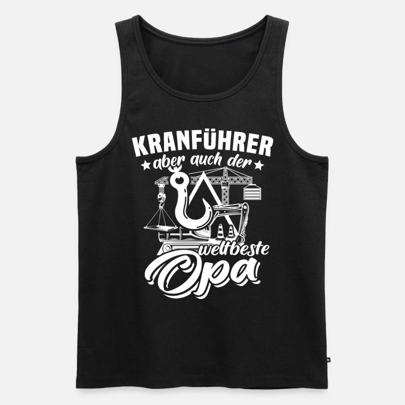 Kranfahrer Opa Kran - Männer Premium Bio Tank Top - Schwarz