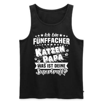 Katze Papa Katzenpapa fünffach - Männer Premium Bio Tank Top - Schwarz - Vorne - Michal (187cm)