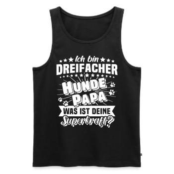 Hund Papa Hundepapa dreifach - Männer Premium Bio Tank Top - Schwarz - Vorne - Michal (187cm)