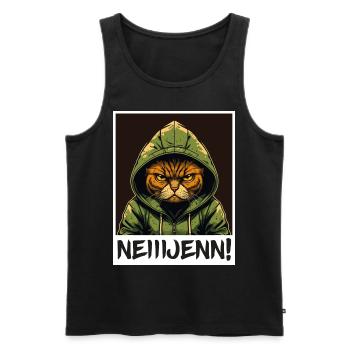 Nein! Katze Büro Morgenmuffel Sarkasmus Kollege - Männer Premium Bio Tank Top - Schwarz - Vorne - AI Model Male 178 light (178cm)