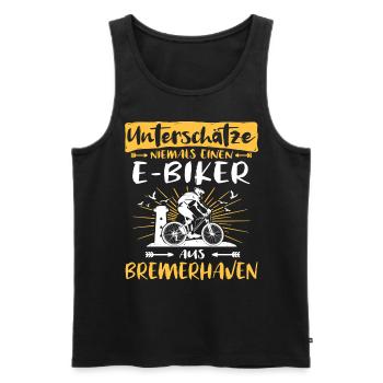 Bremerhaven Ebike Bremerhavener Ebiker - Männer Premium Bio Tank Top - Schwarz - Vorne - AI Model Male 178 light (178cm)