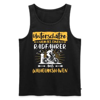 Wilhelmshaven Fahrradfahrer Wilhelmshavener - Männer Premium Bio Tank Top - Schwarz - Vorne - AI Model Male 178 light (178cm)