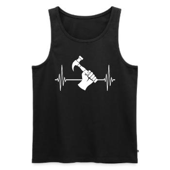Ligne cardiaque de charpentier Zimmermann ECG - Débardeur bio Premium Homme - noir - Devant - Michal (187cm)