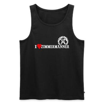 Zimmermann Liebe Zimmermänner - Männer Premium Bio Tank Top - Schwarz - Vorne - Michal (187cm)