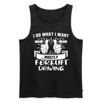 Forklift driver Forklift - Men's Premium Organic Tank Top - black - Front - AI Model Male 178 light (178cm)