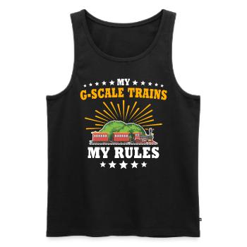 Gartenbahn Regeln Garteneisenbahn Spur G - Männer Premium Bio Tank Top - Schwarz - Vorne - AI Model Male 178 light (178cm)