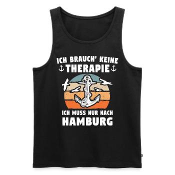 Hamburger Sprüche Hamburg - Männer Premium Bio Tank Top - Schwarz - Vorne - AI Model Male 178 light (178cm)