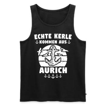 Aurich - Männer Premium Bio Tank Top - Schwarz - Vorne - Michal (187cm)
