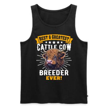 Vache bovine des Highlands - Débardeur bio Premium Homme - noir - Devant - Michal (187cm)