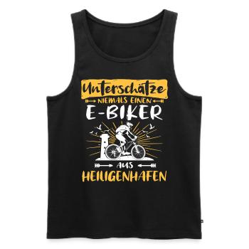 Ebike Heiligenhafen Ebiking Heiligenhafener - Männer Premium Bio Tank Top - Schwarz - Vorne - Michal (187cm)