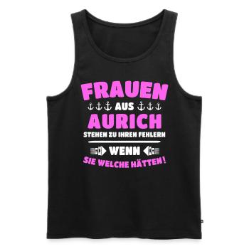 Aurich Frau Auricher Frauen - Männer Premium Bio Tank Top - Schwarz - Vorne - Michal (187cm)