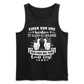 Ironie Klugscheisser Sarkasmus - Männer Premium Bio Tank Top - Schwarz - Vorne - Michal (187cm)