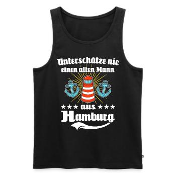 Hamburg Mann Hamburger Männer - Männer Premium Bio Tank Top - Schwarz - Vorne - Michal (187cm)