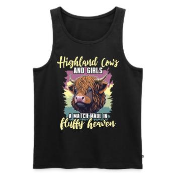 Highland Cattle Girl Cattle Cow - Men's Premium Organic Tank Top - black - Front - AI Model Male 178 light (178cm)