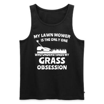 Rasen Mähen - Männer Premium Bio Tank Top - Schwarz - Vorne - AI Model Male 178 light (178cm)