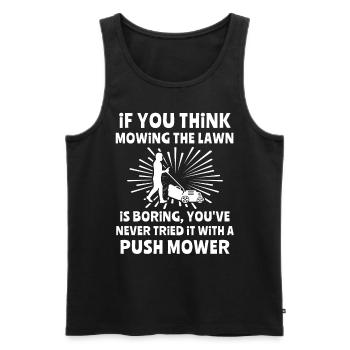 Rasen Mähen - Männer Premium Bio Tank Top - Schwarz - Vorne - AI Model Male 178 light (178cm)