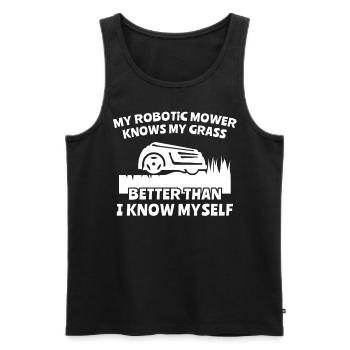 Tondeuse robot - Débardeur bio Premium Homme - noir - Devant - AI Model Male 178 light (178cm)