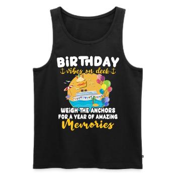 Croisière anniversaire Croisière d’anniversaire - Débardeur bio Premium Homme - noir - Devant - Michal (187cm)