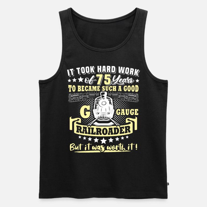 Gartenbahn 75. Geburtstag Garten Eisenbahn Spur G - Männer Premium Bio Tank Top - Schwarz
