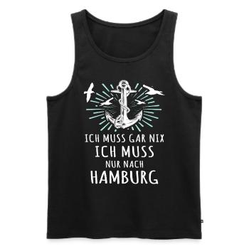 Hamburg - Männer Premium Bio Tank Top - Schwarz - Vorne - AI Model Male 178 light (178cm)