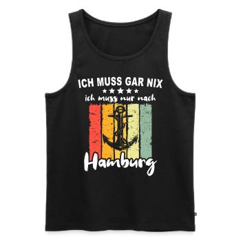 Hamburg - Männer Premium Bio Tank Top - Schwarz - Vorne - AI Model Male 178 light (178cm)