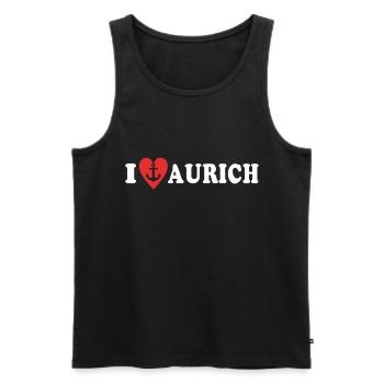 I Love Aurich Liebe - Men's Premium Organic Tank Top - black - Front - AI Model Male 178 light (178cm)