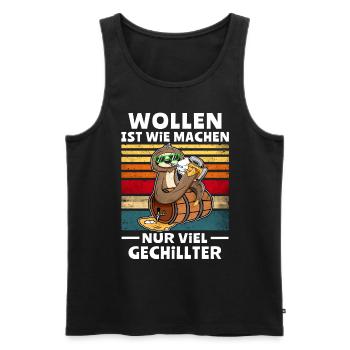 Wollen Machen Faultier - Männer Premium Bio Tank Top - Schwarz - Vorne - Michal (187cm)
