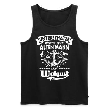 Wolgast Sprüche Wolgaster Spruch - Männer Premium Bio Tank Top - Schwarz - Vorne - AI Model Male 178 light (178cm)