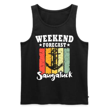 Saugatuck, Michigan - Men's Premium Organic Tank Top - black - Front - AI Model Male 178 light (178cm)