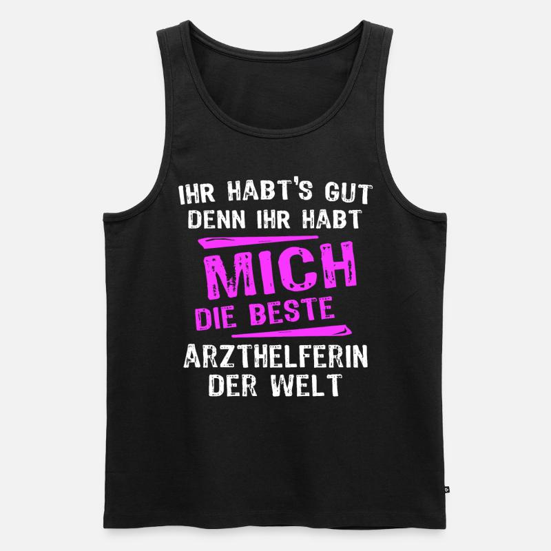Arzthelferin Spruch - Männer Premium Bio Tank Top - Schwarz