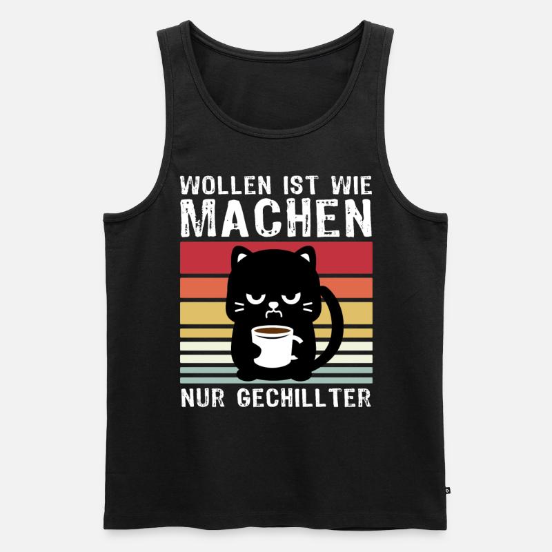 Katze Wollen Machen - Männer Premium Bio Tank Top - Schwarz