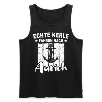 Aurich Urlaub Auricher - Männer Premium Bio Tank Top - Schwarz - Vorne - Michal (187cm)
