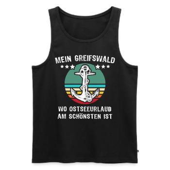 Greifswald - Männer Premium Bio Tank Top - Schwarz - Vorne - Michal (187cm)
