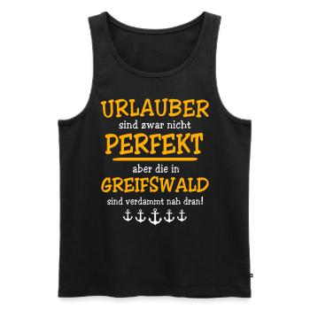 Greifswald Ferien - Männer Premium Bio Tank Top - Schwarz - Vorne - Michal (187cm)