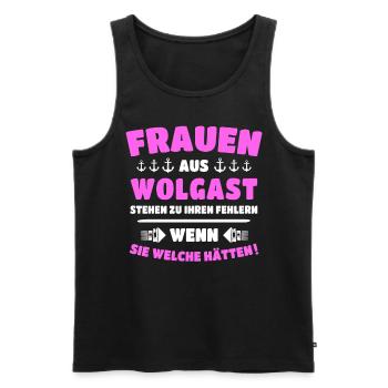 Wolgast Frau Wolgaster Frauen - Männer Premium Bio Tank Top - Schwarz - Vorne - AI Model Male 178 light (178cm)