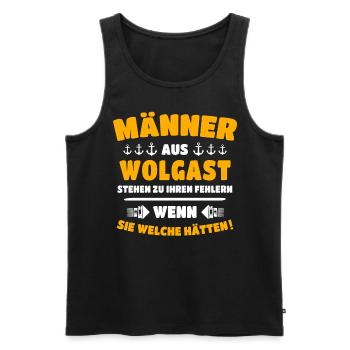 Wolgast Mann Wolgaster Männer - Männer Premium Bio Tank Top - Schwarz - Vorne - AI Model Male 178 light (178cm)