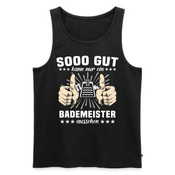 Bademeister Schwimmmeister - Männer Premium Bio Tank Top - Schwarz - Vorne - Michal (187cm)