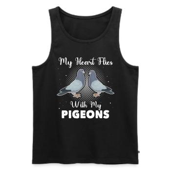 Pigeon pigeonnier pigeonnier pigeon pigeonnier pigeon porteur de cadeaux pigeons - Débardeur bio Premium Homme - noir - Devant - AI Model Male 178 light (178cm)