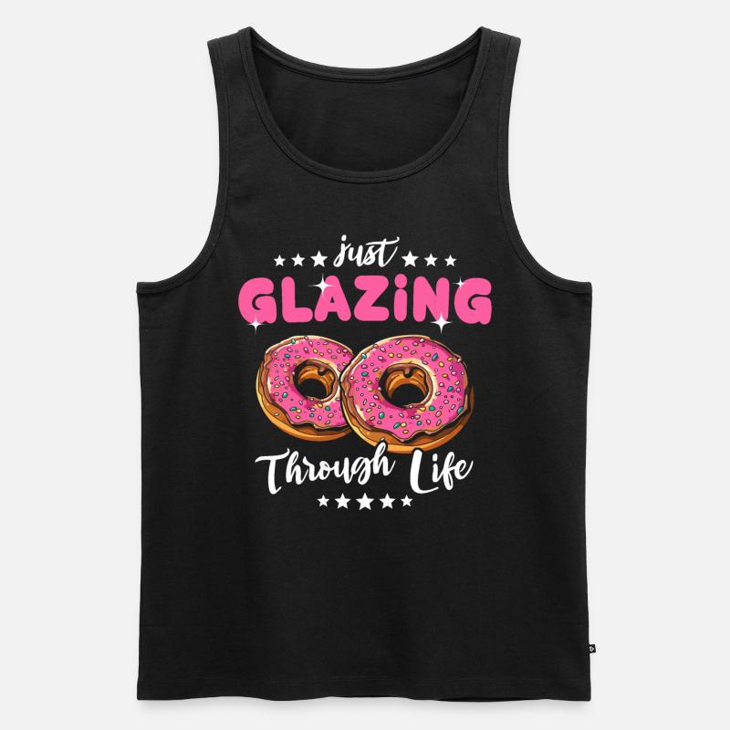 Donuts Pink Doughnuts - Männer Premium Bio Tank Top - Schwarz