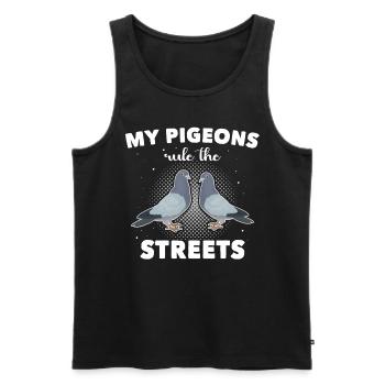 Pigeons Colombophiles - Débardeur bio Premium Homme - noir - Devant - Michal (187cm)