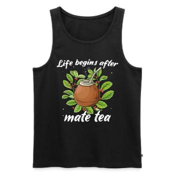 Buveurs de thé Yerba mate - Débardeur bio Premium Homme - noir - Devant - AI Model Male 178 light (178cm)