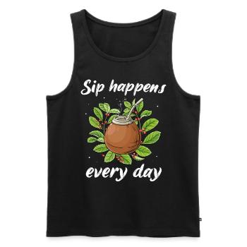 Yerba mate tea - Men's Premium Organic Tank Top - black - Front - AI Model Male 178 light (178cm)