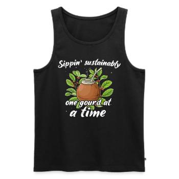 Yerba mate tea - Men's Premium Organic Tank Top - black - Front - AI Model Male 178 light (178cm)