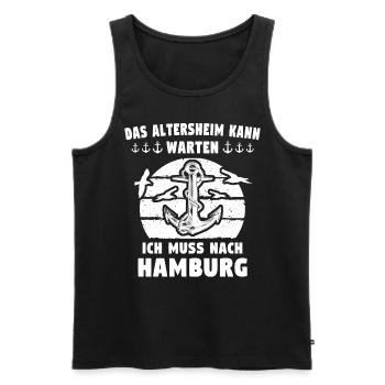 Hamburg - Männer Premium Bio Tank Top - Schwarz - Vorne - AI Model Male 178 light (178cm)