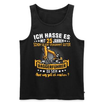 Baggerführer 25. Geburtstag 25 Jahre Baggerfahrer - Männer Premium Bio Tank Top - Schwarz - Vorne - Michal (187cm)