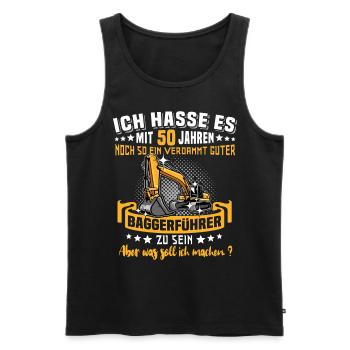Baggerführer 50. Geburtstag 50 Jahre Baggerfahrer - Männer Premium Bio Tank Top - Schwarz - Vorne - Michal (187cm)