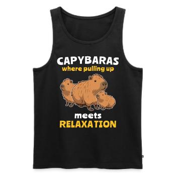 Lustige Capybara Sprüche - Männer Premium Bio Tank Top - Schwarz - Vorne - AI Model Male 178 light (178cm)